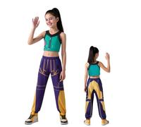 HUTRADE Girls Stage Outfit Pop Singers Costume Halloween Cosplay Dress Up Costume Jacket T-Shirt Shorts 3PCS Set for Kids Girls Adult Women Fancy Dress(C,M)