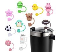HUTRADE Lot de 10 bouchons de paille Stanley Cup 0,4 | Pailles avec couvercle en silicone réutilisable - Accessoire idéal pour la maison, les voyages et les fêtes