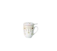 Hutschenreuther Lot de 3 tasses à thé de Noël « Christmas Love » - Avec anse - 0,40 l - Couvercle pour tasse avec anse - Passoire à thé