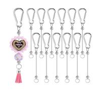 HUTSRAI 12 Pièces Barres de Porte-Clés Perlées Porte-Clés en Perles d'argent en Vrac Bricolage Barre de Porte-Clés Vierge pour Porte-Clés à Mousqueton en Perles pour Faire du Bricolage