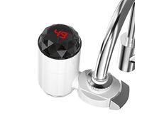 HUTSRAI Chauffe-eau électrique avec écran de température pour cuisine, chauffage instantané, chauffe-eau sans réservoir, prise UE A
