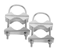 HUTSRAI Pince de Mât D'Antenne Double Support de Mâchoire en V Boulons en U MatéRiel de de Tuyau 2 Ensembles pour Antenne WiFi, Antenne TV