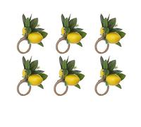 HUTSRAI Ronds de Citron Ensemble de 6 Porte-Serviettes Feuille de Vigne Citron pour DéCor de Table à Manger Banquet Mariage Anniversaire NoëL B
