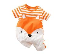 Huttam Body Bebe Garçon Manche Longue Automne Vêtements Bébé Fille Naissance 0-12 Mois Pas Cher Printemps Combinaison Pyjama Bebe Garçon Grenouillère Éléphant Imprimé Barboteuse (6-9 mois, Orange)