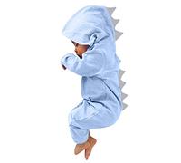 Huttam Body Bebe Garçon Manche Longue Ouverture Devant Automne Pyjama Bebe Garçon 0-18 Mois Avec Fermeture Éclair Vêtements Bébé Fille Grenouillère à Capuche Déguisement Dinosaure (6 mois, Bleu)