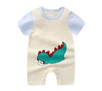 Huttam body manche courte bebe garcon dinosaure imprimé barboteuse bebe garçon ete mignon dessin animé combinaison bebe garcon naissance 0-18 mois vetement bebe garçon nouveau né (AG, 3-6 mois)