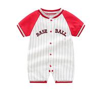 Huttam Body Manche Courte Bebe Garcon Ouverture Devant avec boutonnée Barboteuse Bebe garçon ete Maillot Baseball Combinaison Bebe Fille Naissance 0-18 Mois Vetement Bebe garçon Nouveau né