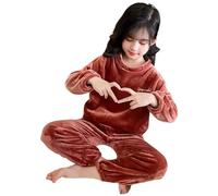 Huttam Ensemble Pyjama Enfant Garcon Polaire Hiver Chaud Pull Fille ado 2-12 Ans Flanelle Manche Longue Sweats garçon Peluche Epais Decontracte Pantalons Tenue Loungewear Doux 2pieces (Red, 2-3 Ans)