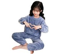 Huttam Ensemble Pyjama Enfant Garcon Polaire Hiver Chaud Pull Fille ado 2-12 Ans Flanelle Manche Longue Sweats garçon Peluche Epais Decontracte Pantalons Tenue Loungewear Doux 2pieces (Blue, 5-6 Ans)