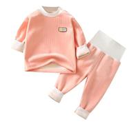 Huttam Ensemble sous Vetement Thermique Bebe Fille 3 Mois a 5 Ans Pyjama Polaire Enfant Garcon Hiver Chaud Pull Enfant Garcon Molleton Manche Longue Doux Pantalon Taille Haute Flanelle (3-6 Mois)