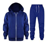 Huttam ensemble survetement enfant garcon 3-12 ans sport sweats à capuche garçon avec poche uni pull manteau veste zippée garcon manche longue pantalon jogging enfant garcon hiver (Blue, 6-7 Years)