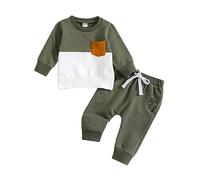 Huttam ensembles bébé garçon 3 mois a 3 ans automne decontracte sweats garçon sans capuche col rond tee shirt manche longue avec poche pantalon jogging survetement enfant garcon sport (AG, 2-3 ans)