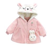 Huttam manteau bebe fille 6 mois a 3 ans long hiver chaud veste polaire fille capuche oreille de lapin chic blouson fille automne mignon dessin animé sweat zippé enfant + sac de lapin (6-12 Months)