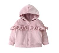 Huttam manteau polaire bebe fille 0-24 mois hiver chaud veste bebe fille avec capuche zippé volants velours mi saison blouson fille flanelle doux manche longue automne outfits printemps (3-6 mois)