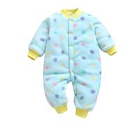 Huttam Pyjama Bebe Garcon 0-18 Mois Hiver Chaud Surpyjama Polaire Bebe Fille Combinaison Épaisse Velours Grenouillère Animaux Body Manche Longue Ouverture Devant Avec Bouton (3-6 mois, Bleu)