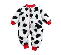 Huttam Pyjama Bebe Garcon 0-18 Mois Hiver Chaud Surpyjama Polaire Bebe Fille Combinaison Épaisse Velours Grenouillère Animaux Body Manche Longue Ouverture Devant Avec Bouton (6-9 mois, Rouge)