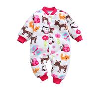 Huttam Pyjama Bebe Garcon 0-18 Mois Hiver Chaud Surpyjama Polaire Bebe Fille Combinaison Épaisse Velours Grenouillère Animaux Body Manche Longue Ouverture Devant Avec Bouton (6-9 mois, Fushia)