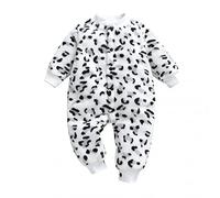 Huttam Pyjama Bebe Garcon 0-18 Mois Hiver Chaud Surpyjama Polaire Bebe Fille Combinaison Épaisse Velours Grenouillère Animaux Body Manche Longue Ouverture Devant Avec Bouton (9-12 mois, Blanc 1)