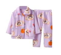 Huttam Pyjama Fille 2 a 14 Ans Hiver Chaud Polaire Lapin imprimée Ensemble Chemise de Nuit Fille ado Manches Longues Boutons Poches Pantalon Vetement de Nuit Molleton Loungewear Peluche (5-6 Years)