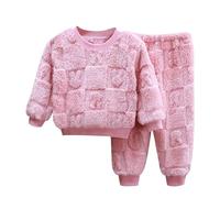 Huttam Pyjama Polaire Fille Hiver Chaud Vetement Bebe Fille 6 Mois a 11 Ans Peluche Pull Enfant Fille Doux Mignon Dessin animé Sweats Fille sans Capuche Pantalons Jogging Enfant Garcon (6-12 Months)