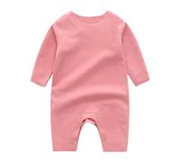 Huttam sous Vetement Thermique Bebe Fille Chaud Combinaison Bebe Garcon 0-18 Mois Manche Longue uni Pyjama Naissance Fille Hiver Vetement Bebe garçon Grenouillere sans Pied Body (Pink, 12-18 Mois)