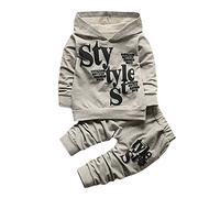 Huttam Survêtement Enfant Garçon 1-5 Ans Sport Casual Automne Tenue Jogging Vêtement Garçon Pas Cher Ensemble Bébé Garçon Sweat à Capuche Manche Longue Imprimé + Pantalon (2-3 ans, Gris)