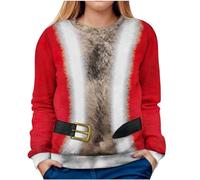 Huttam Sweat de Noel Femme Rigolo Grande Taille Pull Femme Bonhomme de Neige Col Rond Sweatshirts Femme Décontractée Mode Hiver Hoodie 2023 Nouveau Ample Tee Shirt Retro Manches Longues