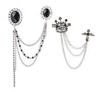 Huture 2PCS Broche Homme Broches Clips de Chemisier Clip Métal Broches Accessoire écharpe Aiguilles Clips Vintage en Couronne Royale Diara Cross Cristal Insigne de Bijoux Fantaisie Corsage pour Femme