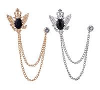 Huture 2pcs Broche Homme Broches Clips de Chemisier Clip Métal Broches Clip Accessoire écharpe Aiguilles Clips Vintage en Cristal Insigne de Bijoux Fantaisie Corsage pour Femme Diamant Or et Argent
