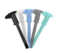 Huture 5 Pcs 6 ”Mini Plastique Verniers coulissants Calipers Règle Jauge Double échelle Outil de Mesure pour Bijoux Mesure étudiant Bureau Menuiserie Home Garage Assorted, Noir/Blanc/Bleu/Gris/Vert