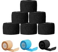 HUTVD Bandage Autoadhésif Cohésifs Bandes 2,5cm x 4,5m, 6 Rouleaux Bandage Medical Elastique Pansements Adhésifs Bandage de Sport non Tissé Cohésif pour Mains, Pieds, Genoux, Bras (Noir)