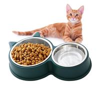 HUTVD Ensemble de Gamelles pour Chat - Gamelle Double en Acier Inoxydable avec Abreuvoir pour Chiot (Vert)