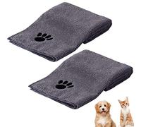 HUTVD Serviette de Toilette pour Chien, 2 Pièces Serviettes pour Animaux de Compagnie, Serviette de Bain pour Chien en Microfibres 75 x 35 cm, Serviette à Séchage Rapide, Absorbante, Gris