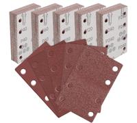 Huucozn 100 Pièces Feuilles Abrasives, 80x133mm Papier de Verre 40/60/80/120/240 Grains 8 Trous pour Ponceuse Vibrante/Orbitale Papier Abrasif Rectangulaire pour Ponçage Bois, Métal et Peinture