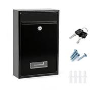 Huucozn Boîte aux Lettres Murale, Boîte aux Lettres Verrouillable avec Plaque pour Courrier 32 x 22 x 8.5 cm Boite Postale d'Extérieur avec Plaque Nom et Clé pour Maison, Bureau, École (Noir)