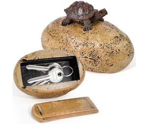 Huucozn Cachette de Clés pour l'Extérieur, Fausse Pierre avec Compartiment Secret Coffre-Fort à Clés Ressemble à Une Vraie Pièrre Cachette de Clé Secrète Aspect Pierre (Tortue) pour l'Extérieur