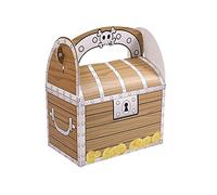 Huucozn Lot de 12 mini coffres au trésor de pirate - Pour anniversaire d'enfant - 14 x 11 x 7 cm - Pour fête des pirates - Boîte cadeau thématique - Petit cadeau de fête avec poignée - Pour bonbons et