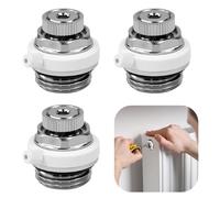 Huucozn Valve de Purge Automatique pour Radiateur 1/2" Argenté - Laiton Nickelé Haute Qualité Antirouille - Lot de 3 Pièces - Joint Silicone - Évacuation d'Air Automatique - Pour Eau sans Additif