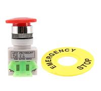 Huudngeje AC 660V 10A Bouton-poussoir pour l'arret d'urgence 1NO 1NC DPST Capuchon champignon rouge
