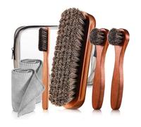 Huudngeje Brousse de Chaussures de Cheveux à 7 Pièces Brillance Kit en Cuir Chaussures Boot Nettoyage Brosse de Soins Né
