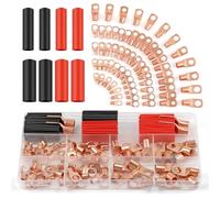Huudngeje Kit de Pattes de de Cuivre 130 Pièces, AWG 2 4 6 8 10 12 CABLEAU de BATTERIE de PAUTÉE Connecteurs Connecteurs Assortiment pour L'Automobile pour la Marine