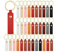 Huudngeje Kit FOB en Cuir PU 100pcs, Blancs de Porte-Clés en Cuir avec Rivet en Or et Anneaux en Métal, Fabrication de Clés Multicolores