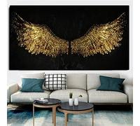 HUUDNHYK Graffiti Ailes D'Ange Doré Tableaux Noir et Blanc impression sur toile. la Noir et Blanc Tableaux Décoration Peinture sur Toile Moderne Deco Salon 120x60cm(48x24in) Sans cadre