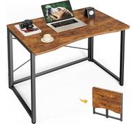 Huuger Bureau pliable pour petits espaces, table d'ordinateur pliable de 80 cm, pour bureau à domicile, étude, chambre, dortoir, économie d'espace, petit bureau d'ordinateur, facile à plier, marron