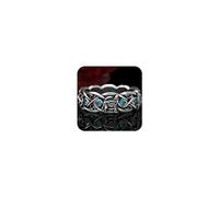 HUUGVBCO Bague vintage en argent avec pierre œil de chat et totem de loup en forme de croix pour homme et femme, taille 6-13 (12)