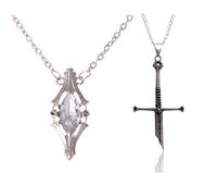 HUUiWAA Collier avec pendentif épée brisée et bouteille - Bijoux gothiques pour fans de cosplay, M, Métal, Pas de gemme