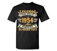 huUKH7HGT 70th Birthday Legends Were Born in 1954 Vintage 70 Years Old T-Shirt Black M