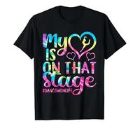 huUKH7HGT Dance Mom My Heart is on That Stage Cheer Mother's Day T-Shirt Black 3XL