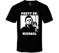 huUKH7HGT Party on Michael Halloween Movie T Shirt Black S