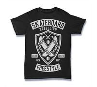 huUKH7HGT Skateboard Rebellion T-Shirt Black L